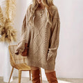 New Design Winter Long Sweater Skirts Women'S Ribbed Long Sleeve Dress Loose Knee-Length Skirt Women'S Knit Sweater