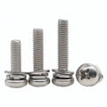 Stainless Steel 304 Cross Recessed Small Pan Head Screw Single Coil Spring Lock Plain Washer Assemblies GB9074