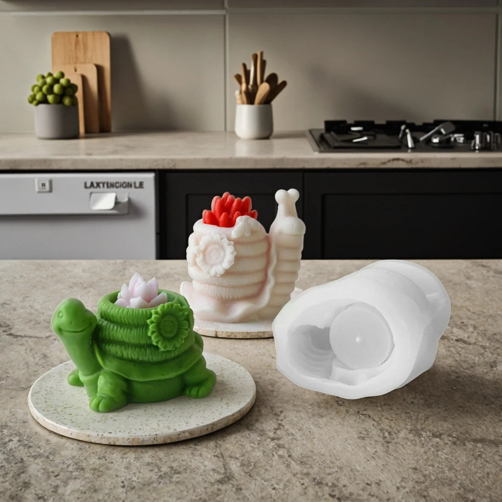 DIY Turtle Snail Potted Silicone Mold Decorations Plaster Ornaments Grinding Tools Flower Pot Silicone Mold Custom