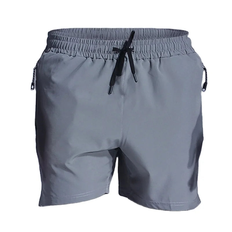 Men's Summer Breathable Quick Drying Zip Pocket Gym Fitness Shorts Stretch Waistband for Workout 2pcs MOQ