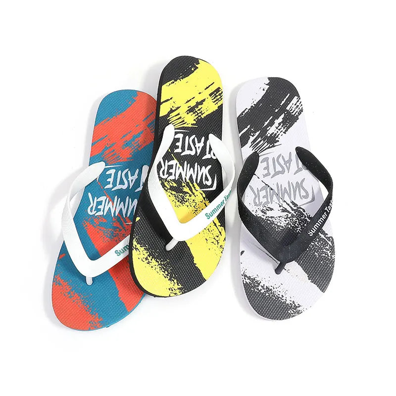 Customized Summer Flip Flops for Men Women Soft PVC Beach Slippers Embossed Printed Logo Rubber Insole Customizable PE Flip