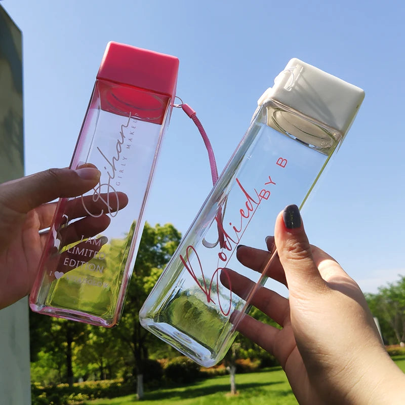 Promotion Plastic Drinking Bottle square Shape Water Bottle Portable Sport Bottle with square