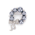 Daili Elegant Grey Pearl Brooch Diamond-set Bow Brooch Handmade Lapel Pin Brooch Pearl Lapel Pins for Unisex