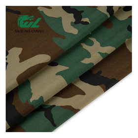 RTS T/C 65/35 Anti Tearing Woodland Camouflage Ripstop Woven Fabric Waterproof for Tactical Gears