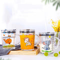 Glass Milk Mug 400ml Juice Coffee Cream Glass Water Cup Drinking Glass with Lid and Straw