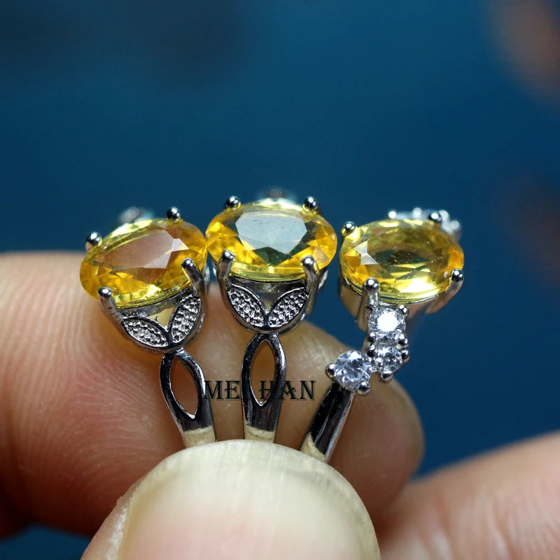 Meihan Wholesale Natural Gem Cutting Citrine Adjustable Ring Women for Jewelry Making Gift