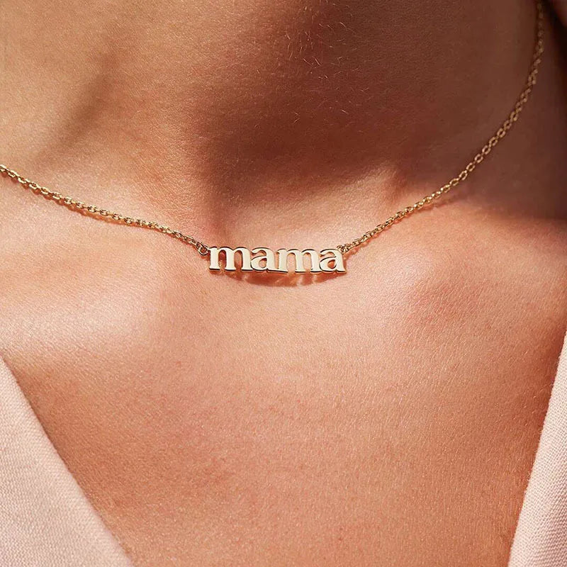 Direct Factory Low Price Jewelry 18K Gold Plated Stainless Steel Mama Necklace Pendant Necklace Wholesale Gift Customize Jewelry
