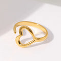 Wholesale Factory Gold Plated Heart Shape Open Rings Anti Stainless Steel Band Rings Cute Feather Opening Adjustable Ring