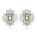 Luxury Fashion Zircon Stud Earrings Charms Women Gemstone 925 Sterling Silver Stud Earrings