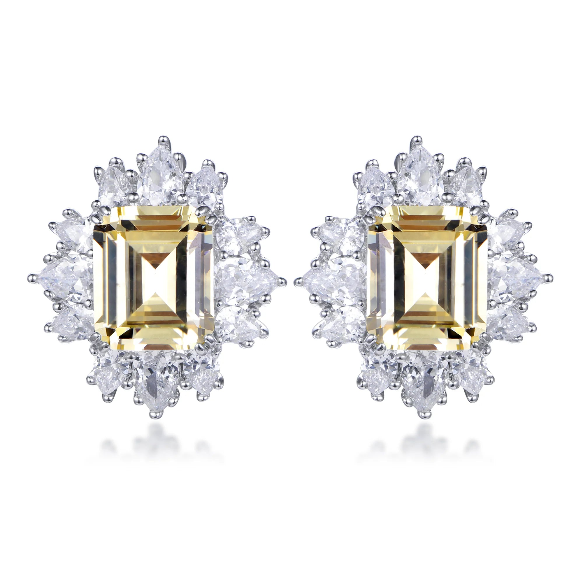 Luxury Fashion Zircon Stud Earrings Charms Women Gemstone 925 Sterling Silver Stud Earrings