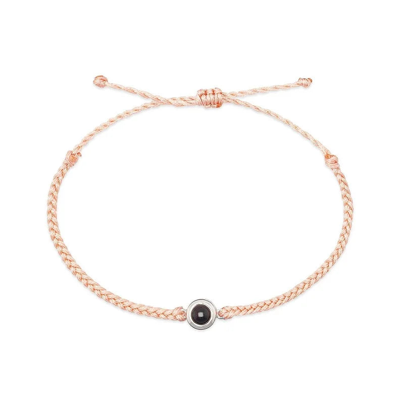 Hot Selling Stainless Steel Photo Projection Bracelet Multi-color Handmade Adjustable Braided Rope Bracelet Valentine's Day Gift