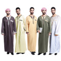 Men's Dubai Long Gown Durable Kaftan Robe Breathable Ethnic Muslim Abaya Moroccan Thobe for Men