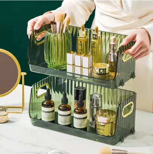 Small Household Stackable Plastic Food Storage Organizer Bin Basket with Wide Open Front for Kitchen Cabinets