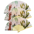 Hand Fan Factory Hot Sale Bamboo Regular Size Fan Customized LOGO Fabric Folding Hand Fans for Summer