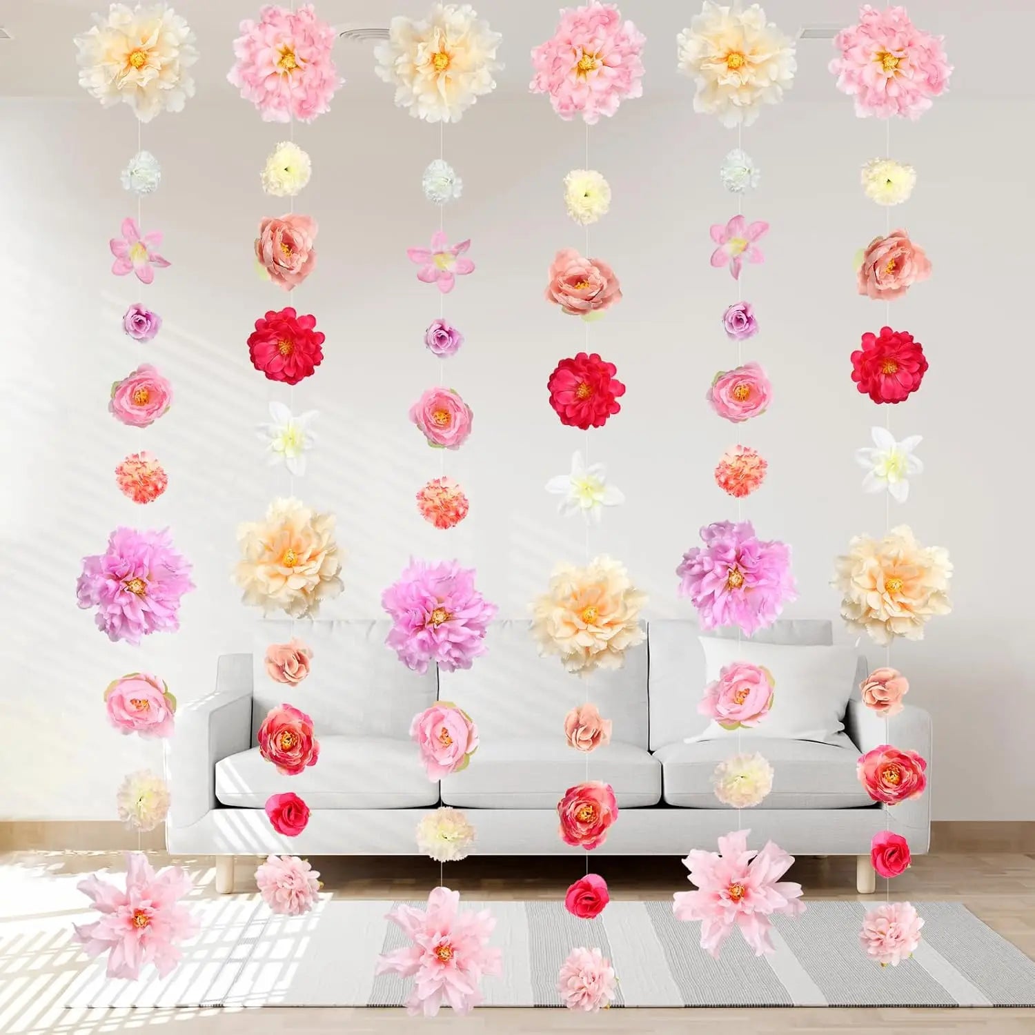 Artificial Flowers Hanging Dangling Rose with Hooks Spring Party for Wedding Background Birthday Baby Shower Home Flower Garden