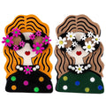 Hot Selling Acrylic Resin Brooch Pop Flower Twins Pin Cute Girl Best Friend Dress Decorate for Parties and Weddings