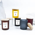 Clear Thick Glass Candle Jars Bulk Easy Open End Empty Candle Container Tins with Bamboo Carving Lids for Making Candles