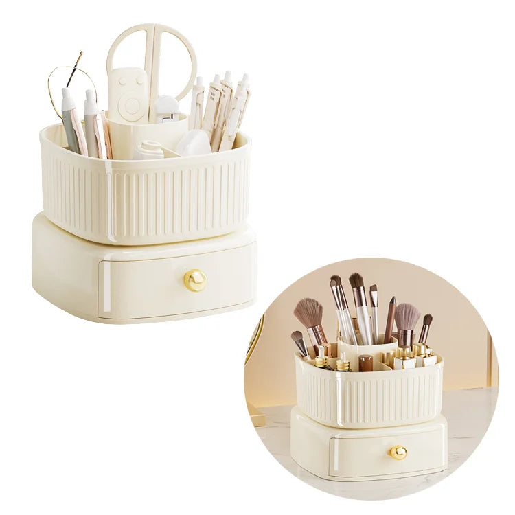 Multifunctional Customizable Rotatable Eco-Friendly PP Plastic Folding Desktop Cosmetics Storage Box Makeup Brush Organizer