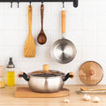 Hot Sale Kitchen Induction Cooker Gas Stove 304 Stainless Steel Double Ear Soup Pan Pots With Wooden Handle Cookware Soup