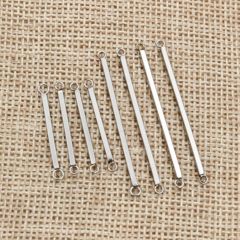 20pcs Stainless Steel 1.5x25mm/40mm Rectangular Straight Tube Double Single Hole Earrings Pendant Jewelry Making Accessories