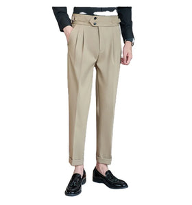 Wholesale Summer Slim Fit Men's Suit Pants Crop Casual Trendy Thin Style Workout Pants 100% Polyester Breathable