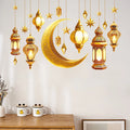 Hot Selling Star Moon Lantern PVC Self-Adhesive Wall Sticker for Ramadan Home Decor Window Decorations Eid Kareem Wall Decor