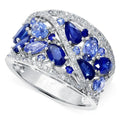 Huitan Fashion Stackable Hollow Rings Beautiful Royal Blue Sea Blue Zircon Full Filled Lady Girls Silver Trendy Rings Women