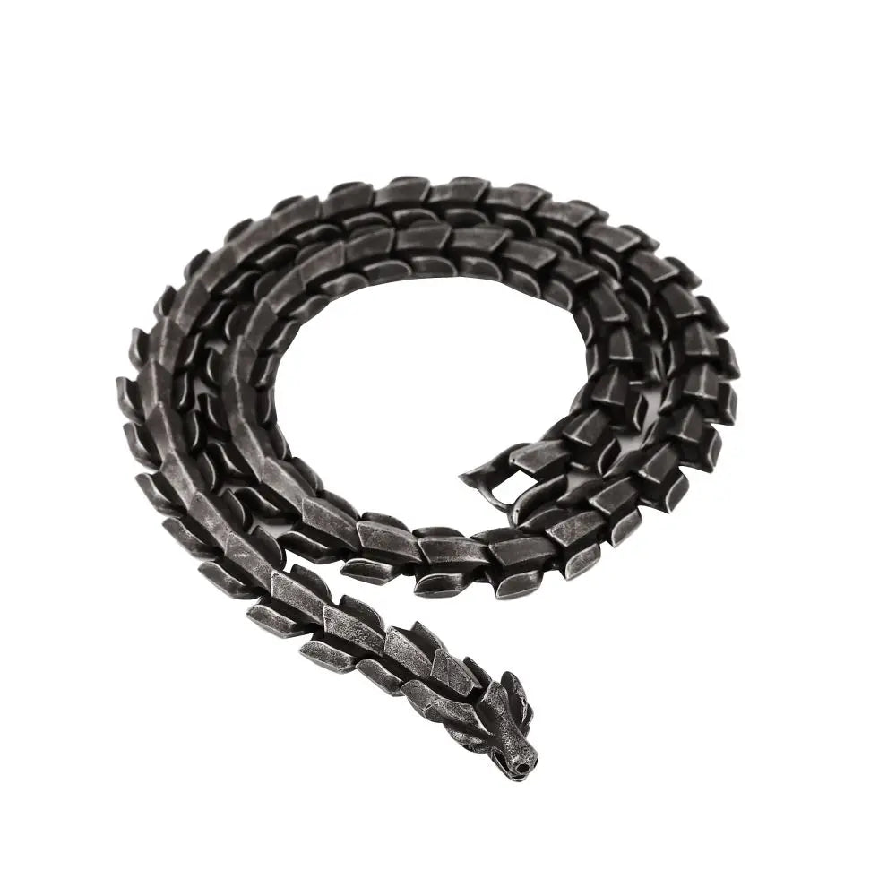 Fashion Men's Necklace Jewelry Silver Dragon Necklace Wholesale Punk Stainless Steel Necklace for Man