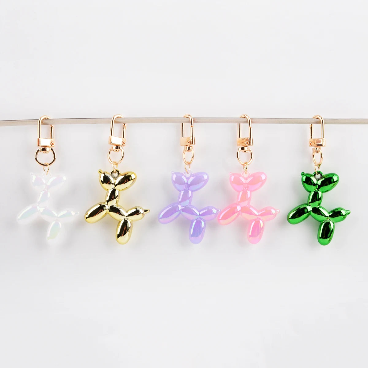 Cartoon Balloon Dog Keychain Colorful Rubber Purse Backpack Bag Pendant KeyRing Couple Gifts Puppy Pet Dog Animal Charm Keychain