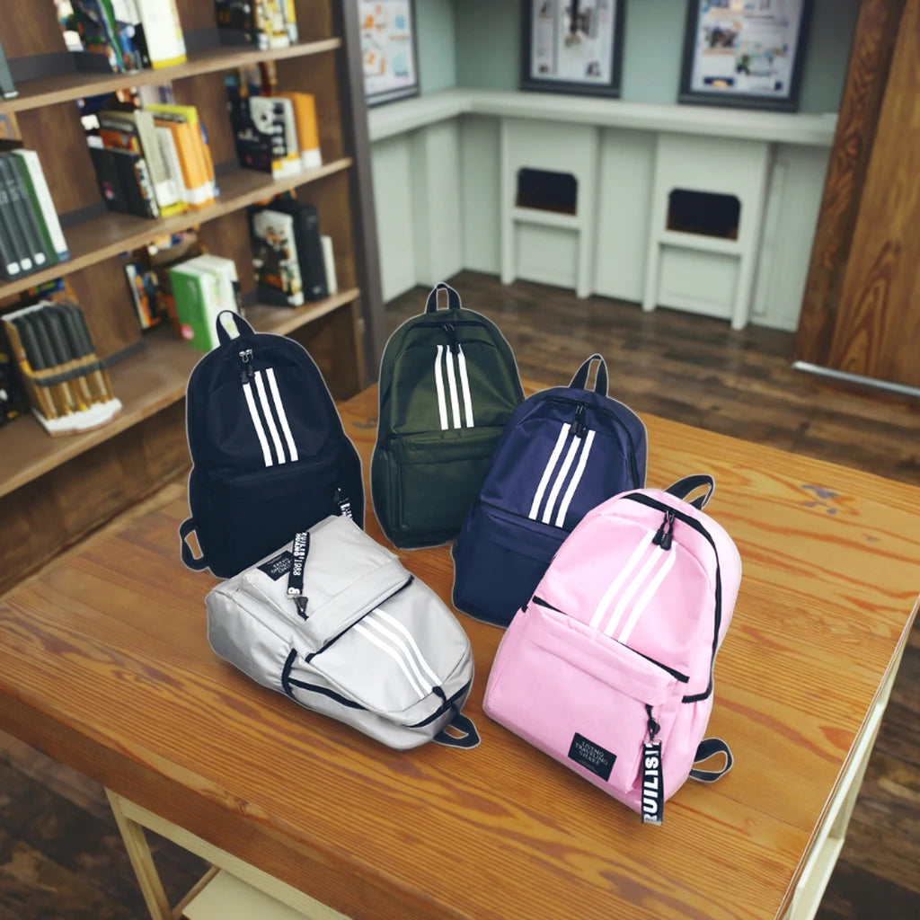Hot Customized Lightweight Korean Style Student Backpack Simple Fashionable Casual College Middle School Style Zipper Nylon Bag
