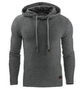 New Hot Men's Sweatshirt Gym Long Sleeve Drawstring Hooded Plaid Jacquard Pullover Hoodies