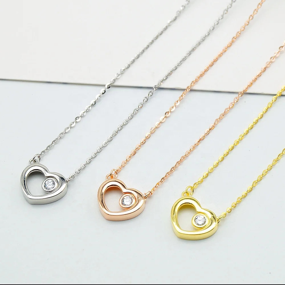 Wholesale Women  Jewelry 925 Sterling Silver Heart Necklace for Christmas Gift