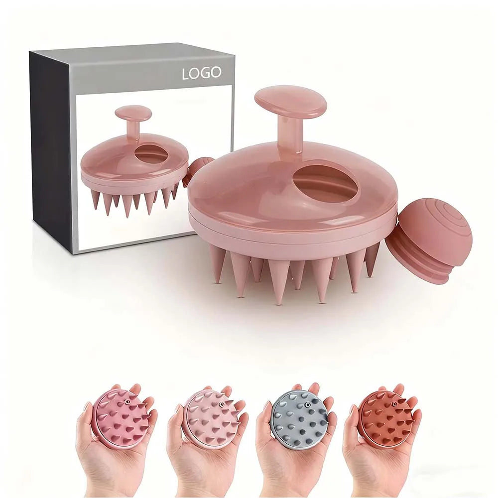 Custom Logo Silicone Scalp Massager Shampoo Brush With Dispenser Gentle Exfoliating for Dandruff Removal Sensitive Scalp