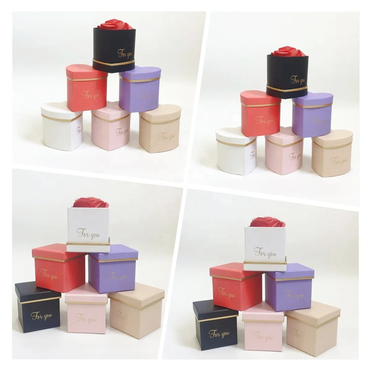 Small Square Combination Flowers on a Single Gift Box with Glossy and Matt Laminating Options