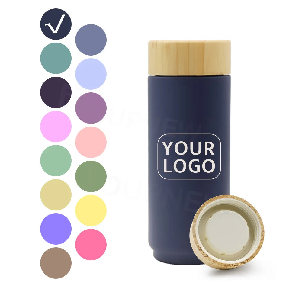 500ml Custom Bamboo Lid Double Wall Insulated Coffee Tumbler Stainless Steel Water Bottle with Bamboo Lid
