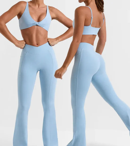Summer High Quality Push up Gym Fitness Women Quick Dry Sport Bra and Flare Legging Set Two Piece Yoga Sets Fitness Clothes