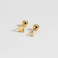 Simple and Unique Star Screw Bead Stud Earrings Women Perforated Jewelry Accessories 925 Sterling Silver Zircon Stud Earrings