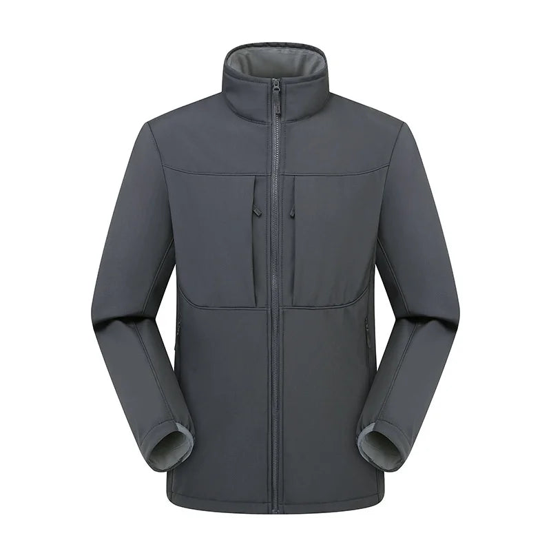 Autumn Winter Outdoor Soft Shell Jacket for Men Women Velvet Thickened Stand-Up Collar Composite Fabric Fleece for