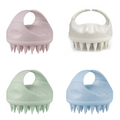 Custom Logo Handheld Soft Silicone Head Scrubber Hairbrush Wheat Straw Scalp Exfoliating Shampoo Brush