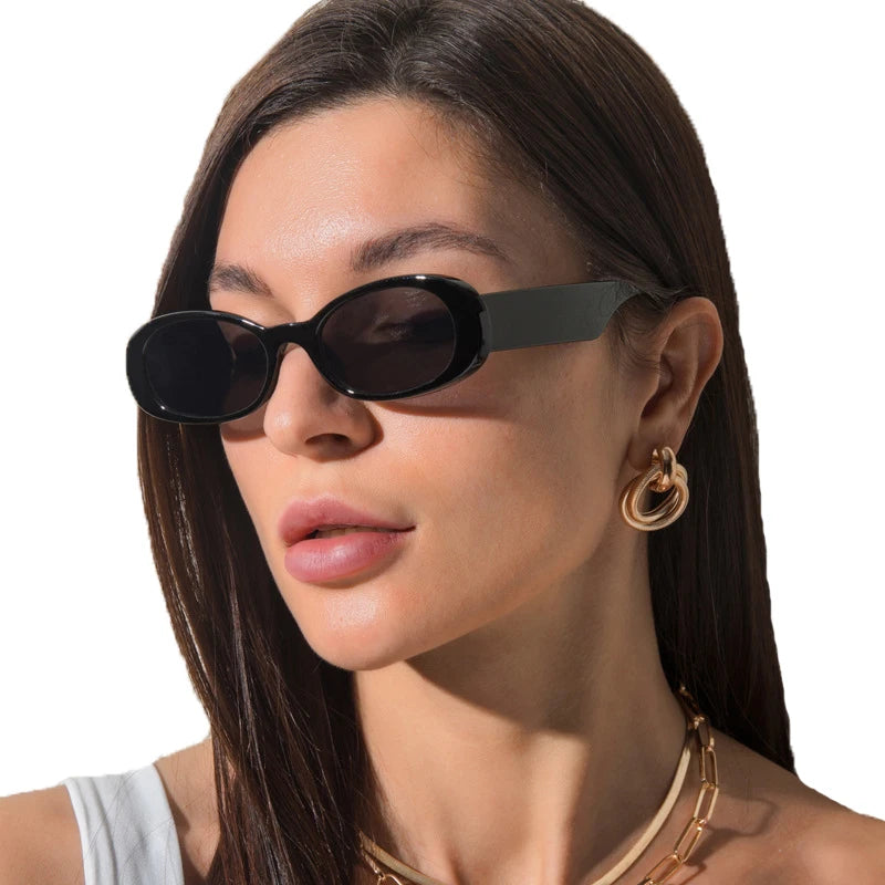 STORY STY3506N Vintage Black Oval Sunglasses Trendy Small Frame Custom Shades Fashionable Round Sun Glasses for Ladies