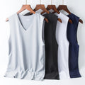 2022 Men's Vest New Summer Casual Bottoming Shirt Versatile Ice Silk Mesh Traceless Made From Comfortable Polyester