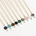 European New Gold Plated Christian Turquoise Necklace Stainless Steel Clavicle Chain Natural Stone Round Turquoise Pendant Women
