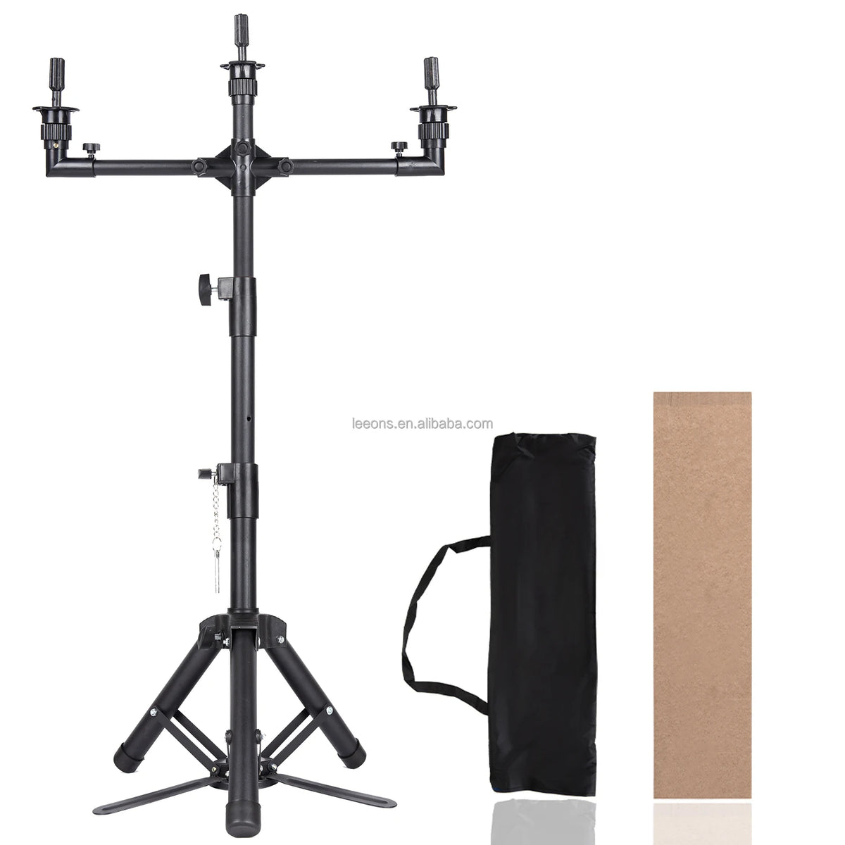 New Design Professional Stable Foot Pedal 3 in 1 Mannequin Iron Block Head Tripod Wig Stand Leeons Black Wig Making