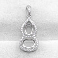 Sterling Silver 5*7+6*8mm Semi Mount Pendant Empty Frame Blank Support Setting S925 Base Hold Without Center Stone for DIY Inlay