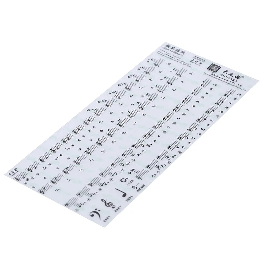 Transparent 49 61 Key Electronic Keyboard 88 Key Piano Stave Note Sticker for White Keys