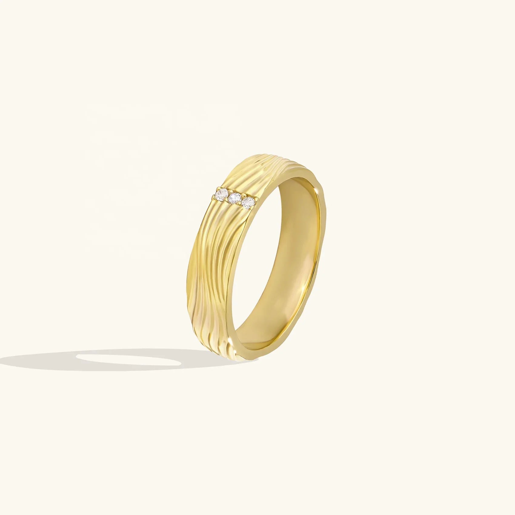 LOZRUNVE Custom Jewelry 18k Gold Plated Vermeil Simple Wave Wide Band Ring