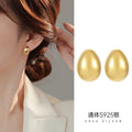 Wholesale Fashion Jewelry 925 Sterling Silver Minimalist Earrings Simple Oval Round Golden Bean Gold Plated Stud Earrings Women