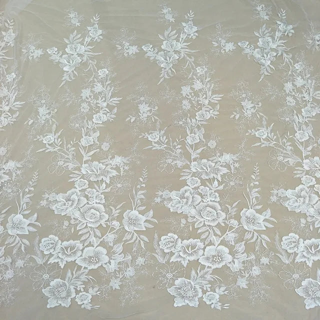 Embroidery Flower Lace Fabric French Chantilly Lace Fabric for Wedding Dress Lace