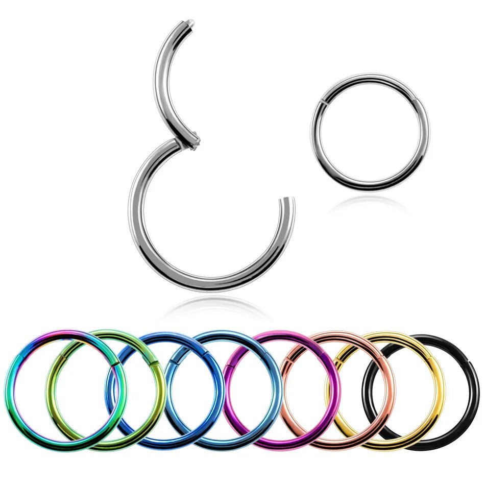 18g 8mm Etc 316L Hypoallergenic Surgical Stainless Steel Piercing Helix Clicker Hinged Segment Nose Ring Cartilage Hoop Earring