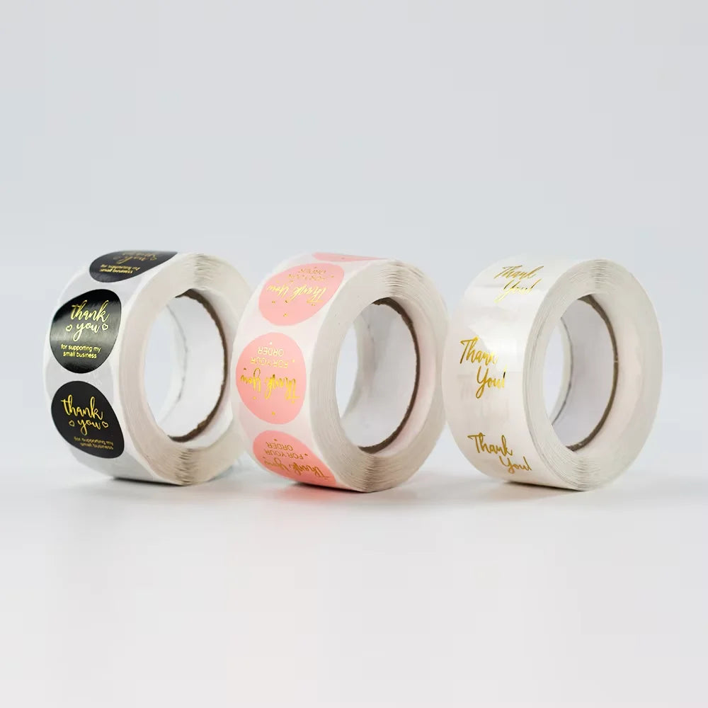 For Packaging Printing Vinyl PVC Waterproof Sticker Roll Label Rose Gold LOGO Custom Roll Round Label